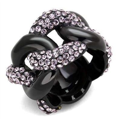 WildKlass Stainless Steel Ring IP Black Women Top Grade Crystal Light Amethyst-WildKlass Jewelry