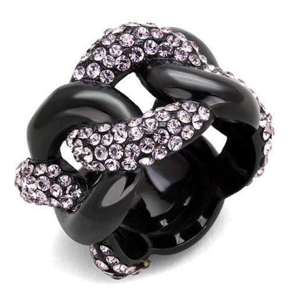 WildKlass Stainless Steel Ring IP Black Women Top Grade Crystal Light Amethyst-WildKlass Jewelry