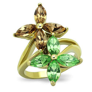 WildKlass Stainless Steel Ring IP Gold Women Top Grade Crystal Multi Color Flower-WildKlass Jewelry