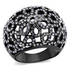 WildKlass Stainless Steel Ring IP Light Black (IP Gun) Women Top Grade Crystal Tanzanite-WildKlass Jewelry
