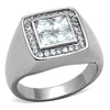 WildKlass Stainless Steel Ring High Polished (no Plating) Men AAA Grade CZ Clear-WildKlass Jewelry