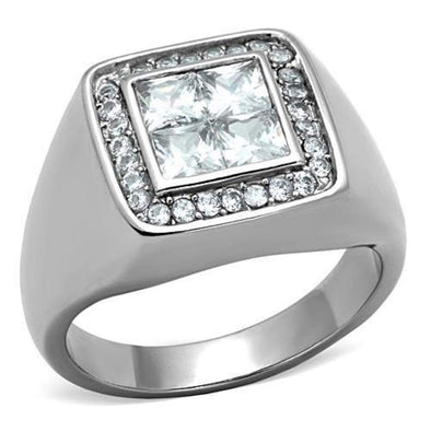 WildKlass Stainless Steel Ring High Polished (no Plating) Men AAA Grade CZ Clear-WildKlass Jewelry