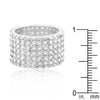 WildKlass Rhodium Plated Finishd Wide Pave Cubic Zirconia Ring-WildKlass Jewelry