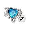 316L Stainless Steel Aqua Heart Elephant WildKlass Cartilage Earring-WildKlass Jewelry