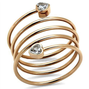 WildKlass Stainless Steel Ring IP Rose Gold Women AAA Grade CZ Clear-WildKlass Jewelry