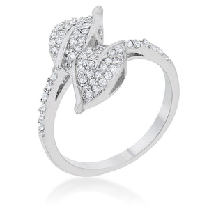 WildKlass 0.1ct CZ Rhodium Plated Leaf Wrap Ring-WildKlass Jewelry