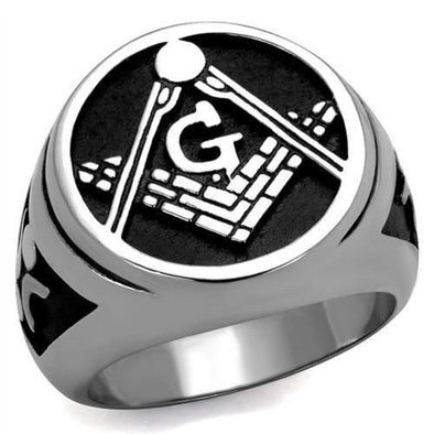 WildKlass Stainless Steel Ring High Polished Men Epoxy Jet-WildKlass Jewelry