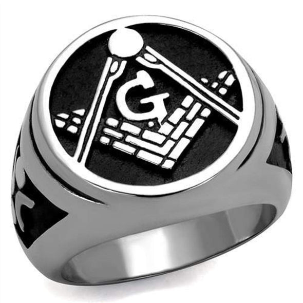 WildKlass Stainless Steel Ring High Polished Men Epoxy Jet-WildKlass Jewelry