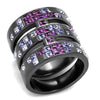 WildKlass Stainless Steel Ring IP Light Black (IP Gun) Women Top Grade Crystal Multi Color-WildKlass Jewelry