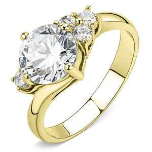 WildKlass Stainless Steel Ring IP Gold Women AAA Grade CZ Clear-WildKlass Jewelry