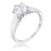 WildKlass 1.56Ct Contemporary Rhodium Plated CZ Solitaire Ring-WildKlass Jewelry