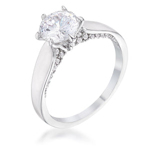 WildKlass 1.56Ct Contemporary Rhodium Plated CZ Solitaire Ring-WildKlass Jewelry
