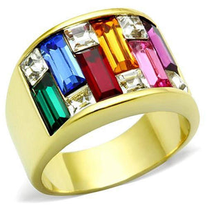 WildKlass Stainless Steel Ring IP Gold Women Top Grade Crystal Multi Color-WildKlass Jewelry