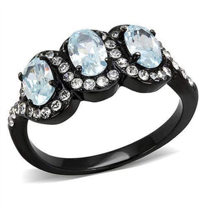 WildKlass Stainless Steel Ring IP Women AAA Grade CZ Sea Blue-WildKlass Jewelry