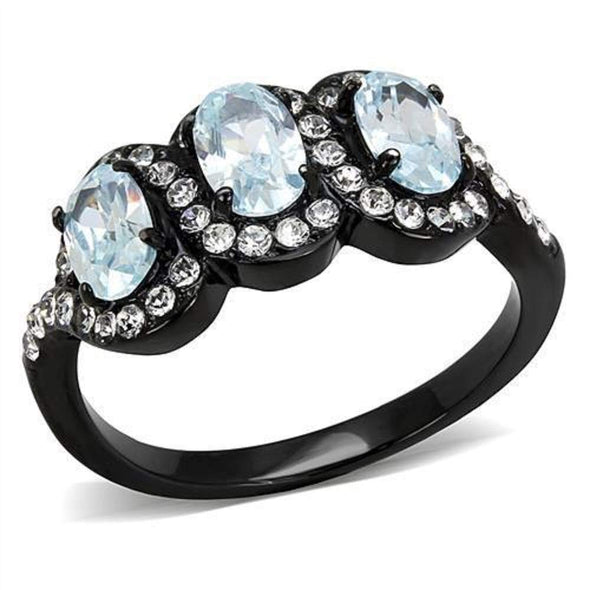 WildKlass Stainless Steel Ring IP Women AAA Grade CZ Sea Blue-WildKlass Jewelry