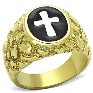 WildKlass Jewelry Stainless Steel Ring Cross Two-Tone IP Gold Men-WildKlass Jewelry