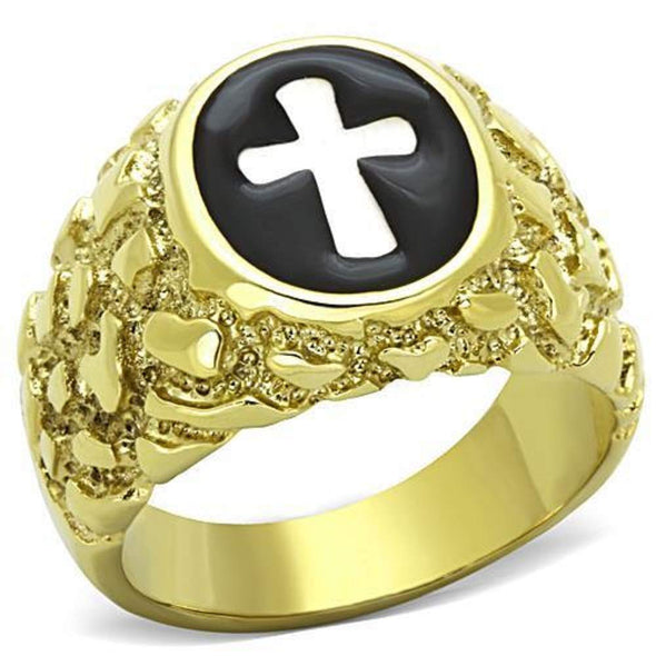 WildKlass Jewelry Stainless Steel Ring Cross Two-Tone IP Gold Men-WildKlass Jewelry