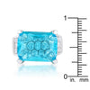 WildKlass 15.4ct Aqua CZ Rhodium Plated Cocktail Ring-WildKlass Jewelry