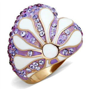 WildKlass Stainless Steel Ring IP Rose Gold Women Top Grade Crystal Multi Color-WildKlass Jewelry