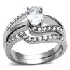 WildKlass Stainless Steel Ring High Polished Women AAA Grade CZ Clear-WildKlass Jewelry