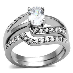 WildKlass Stainless Steel Ring High Polished Women AAA Grade CZ Clear-WildKlass Jewelry