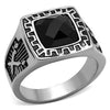 WildKlass Stainless Steel Ring Biker High Polished (no Plating) Men Synthetic Jet-WildKlass Jewelry