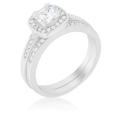 WildKlass Pave Cushion Wedding Ring Set-WildKlass Jewelry