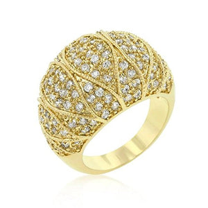 WildKlass Goldeneye Clear Cubic Zirconia Cocktail Ring-WildKlass Jewelry