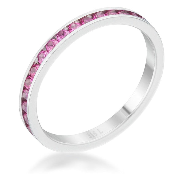WildKlass 0.5ct Ruby CZ Stainless Steel Eternity Band-WildKlass Jewelry