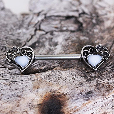 316L Stainless Steel Steampunk Heart WildKlass Nipple Bar-WildKlass Jewelry