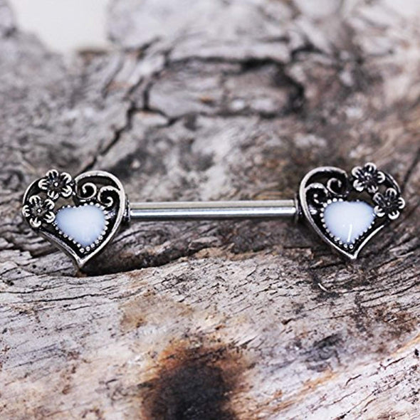 316L Stainless Steel Steampunk Heart WildKlass Nipple Bar-WildKlass Jewelry