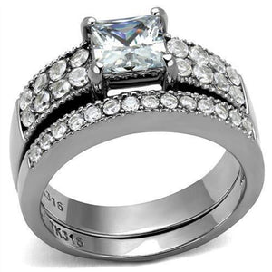 WildKlass Stainless Steel Ring High Polished Women AAA Grade CZ Clear-WildKlass Jewelry