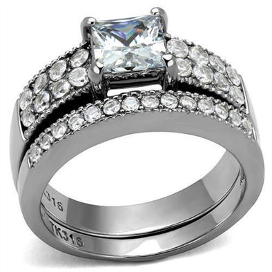 WildKlass Stainless Steel Ring High Polished Women AAA Grade CZ Clear-WildKlass Jewelry