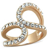 WildKlass Stainless Steel Ring IP Rose Gold Women Top Grade Crystal Clear-WildKlass Jewelry