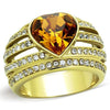 WildKlass Stainless Steel Ring IP Gold Women Top Grade Crystal Topaz-WildKlass Jewelry