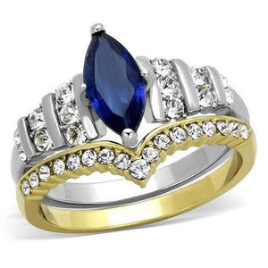 WildKlass Stainless Steel Ring Two-Tone IP Gold Women Synthetic Montana-WildKlass Jewelry