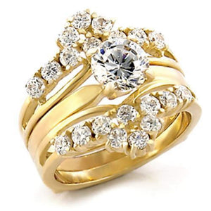WildKlass Stainless Steel Ring IP Gold Women AAA Grade CZ Clear-WildKlass Jewelry