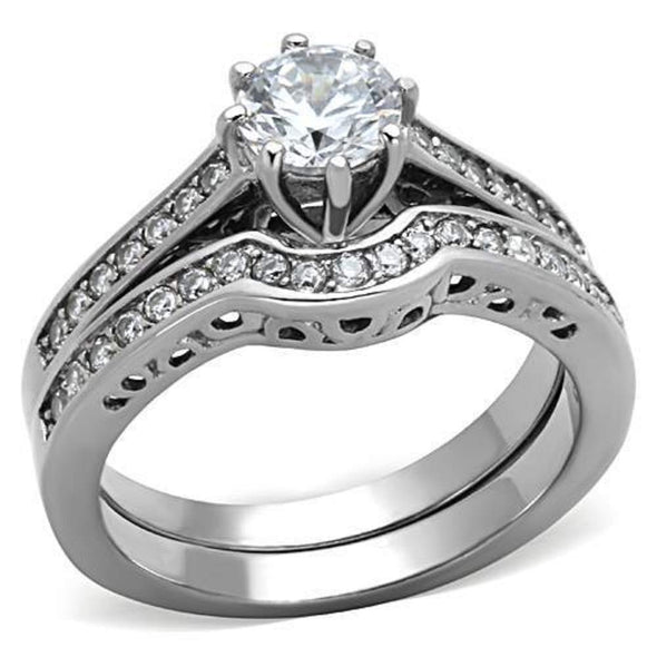 WildKlass Stainless Steel Western Ring High Polished (no Plating) Women AAA Grade CZ Clear-WildKlass Jewelry