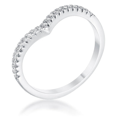 WildKlass .22Ct Rhodium Plated Chevron Ring with CZ-WildKlass Jewelry