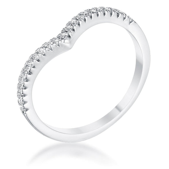 WildKlass .22Ct Rhodium Plated Chevron Ring with CZ-WildKlass Jewelry