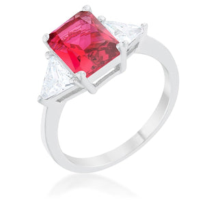 WildKlass Classic Fuchsia Rhodium Plated Engagement Ring-WildKlass Jewelry