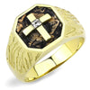 WildKlass Stainless Steel Ring IP GoldMen Top Grade Crystal Clear-WildKlass Jewelry