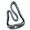 WildKlass Stainless Steel Ring IP Light Black (IP Gun) Women Top Grade Crystal Aquamarine-WildKlass Jewelry