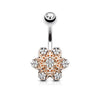 Two Tone Flower with Distinguishing Petals 316L Surgical Steel WildKlass Belly Button Navel Rings-WildKlass Jewelry