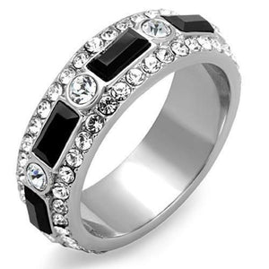 WildKlass Stainless Steel Ring High Polished (no Plating) Women Top Grade Elegant Crystal Jet-WildKlass Jewelry