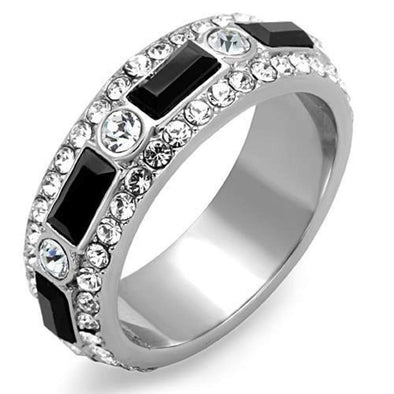 WildKlass Stainless Steel Ring High Polished (no Plating) Women Top Grade Elegant Crystal Jet-WildKlass Jewelry
