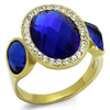 WildKlass Stainless Steel Ring IP Gold Women Synthetic Sapphire-WildKlass Jewelry