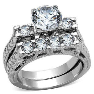 WildKlass Stainless Steel Wedding Ring High Polished (no Plating) Women AAA Grade CZ Clear-WildKlass Jewelry