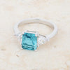 WildKlass Classic Blue Topaz Rhodium Plated Engagement Ring-WildKlass Jewelry