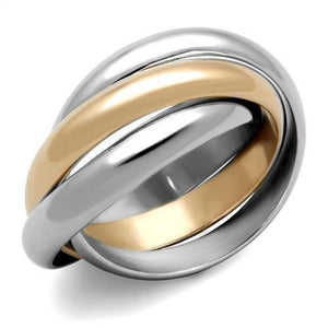 WildKlass Stainless Steel Ring Two-Tone IP Rose Gold Women-WildKlass Jewelry